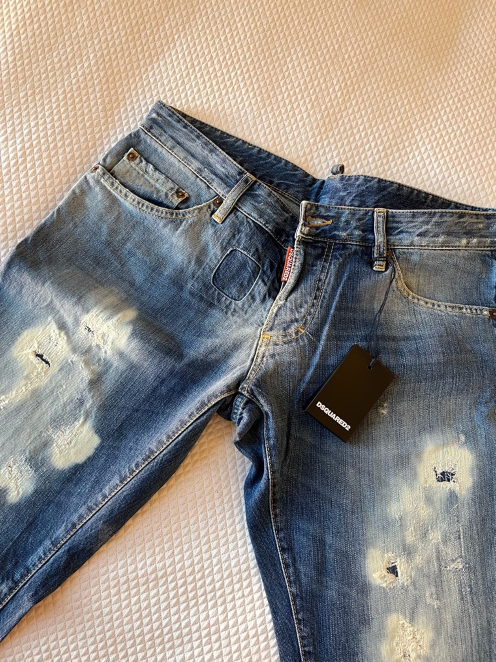 DSQUARED2 Men's Light Blue Distressed Slim Straight Jeans